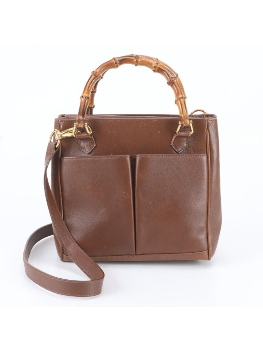 Gucci Vintage Bamboo Leather 2-Way Tote Bag Crossbody